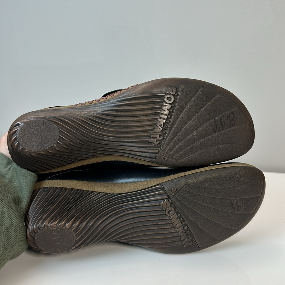 Romika Black Leather Mary Jane Wedge Heel Shoes Size 41(10-10.5) - Picture 9 of 16